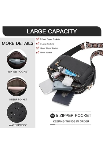 Crossbody kabelka s nastaviteľným popruhom z PU Bonluo Modrá 20*15,6*5,1cm 