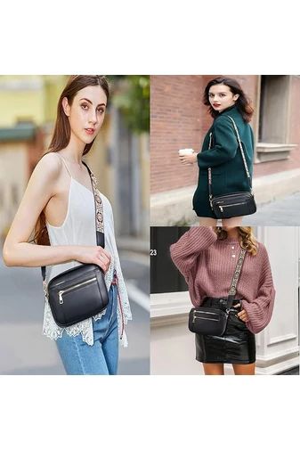 Crossbody kabelka s nastaviteľným popruhom z PU Bonluo Modrá 20*15,6*5,1cm 