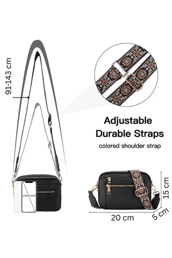 Crossbody kabelka s nastaviteľným popruhom z PU Bonluo Modrá 20*15,6*5,1cm 