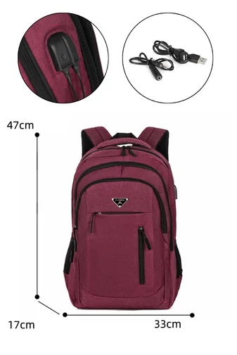 Multifunkčný batoh z nepremokavej a odolnej oxfordskej látky s USB priestorom, čierny 47*33*17cm