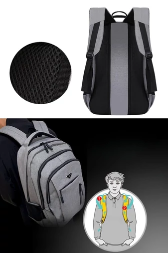 Multifunkčný batoh z nepremokavej a odolnej oxfordskej látky s USB priestorom, čierny 47*33*17cm