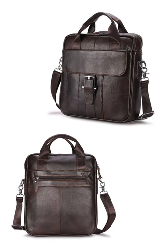 Pánska crossbody taška z pravej kože, elegantný model s viacerými priehradkami, hnedá, 32×28×6.5cm