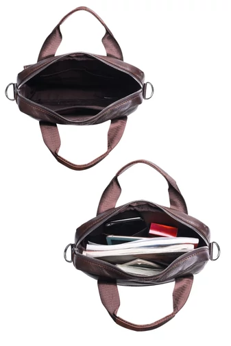 Pánska crossbody taška z pravej kože, elegantný model s viacerými priehradkami, hnedá, 32×28×6.5cm