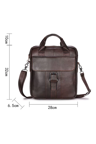 Pánska crossbody taška z pravej kože, elegantný model s viacerými priehradkami, hnedá, 32×28×6.5cm
