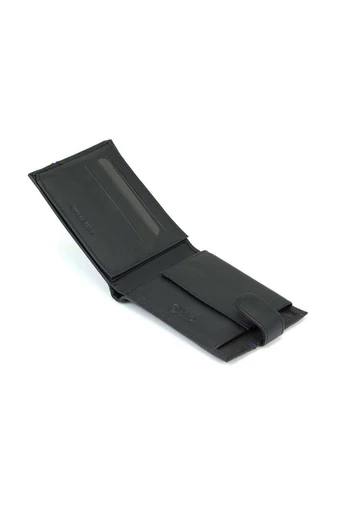 Pánska peňaženka z pravej kože s RFID ochranou, čierna s elegantným modrým detailom, 9*12,5*2cm
