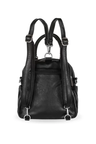 SILVIA ROSA Čierny batoh/kabelka a crossbody z eko kože