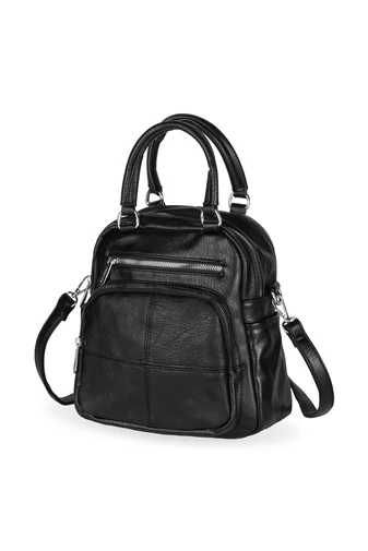 SILVIA ROSA Čierny batoh/kabelka a crossbody z eko kože