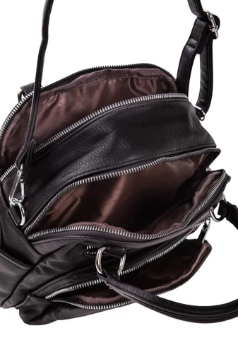 SILVIA ROSA Čierny batoh/kabelka a crossbody z eko kože