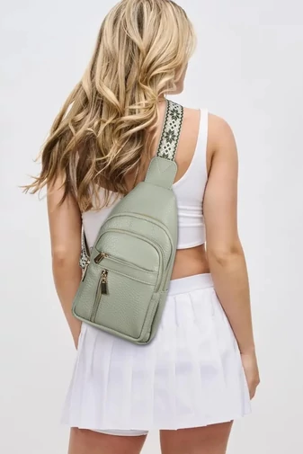 Crossbody Dámska Kabelka s Viacerými Priehradkami z PU kože, Mätovo Zelená 30×18×6cm