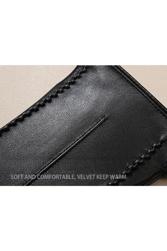 Elegantné Rukavice Z Pravej Jahňacej Kože Čiernej Farby So Zateplenou Podšívkou A Funkciou Touchscreen Veľkosť L 18,5×20cm