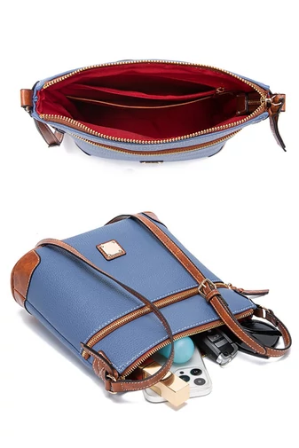 Crossbody kabelka z PU kože s viacerými vreckami a nastaviteľným ramenným popruhom, čierna 24×25×10cm