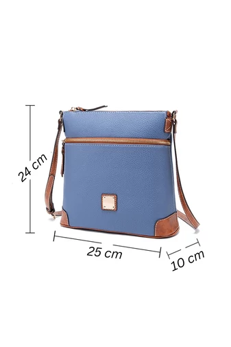 Crossbody kabelka z PU kože s viacerými vreckami a nastaviteľným ramenným popruhom, čierna 24×25×10cm