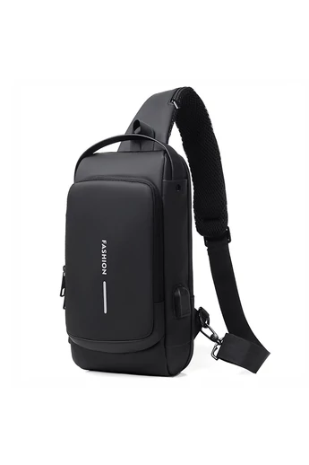 Bonluo čierna crossbody kabelka z imitácie kože s bezpečnostným zámkom (33*19*9cm)