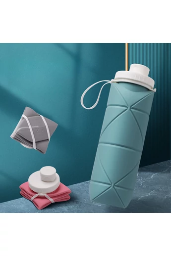 silikónová skladacia modrá fľaša na vodu BPA Free, Bonluo