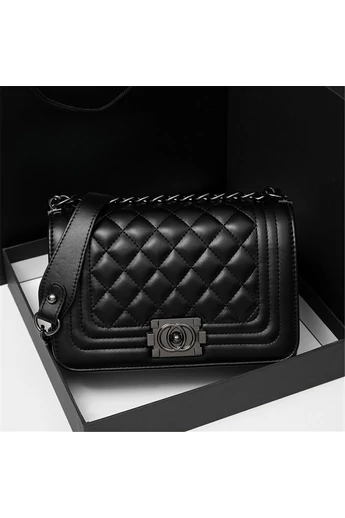 Bonluo elegantná čierna taška z umelej kože cez rameno (15*23*10cm)