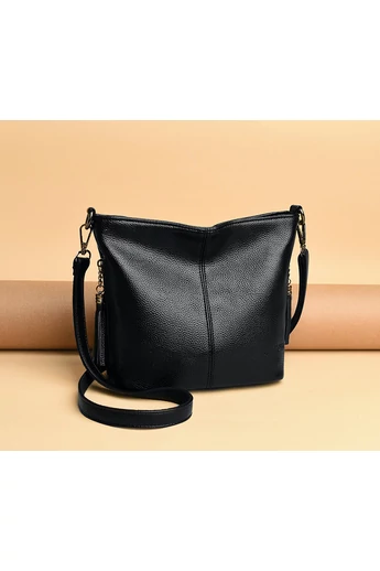 Bonluo Čierna Crossbody kabelka z imitácie kože Veľkosť 20*21*10cm