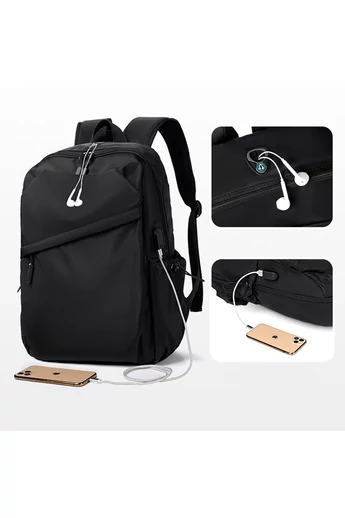 Bonluo Čierny vodotesný batoh s USB priestorom ​​(42x27x16cm)