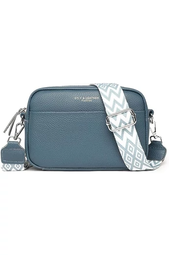 Modrosivá crossbody kabelka Bonluo z prírodnej kože Malá veľkosť (15*20*7cm)