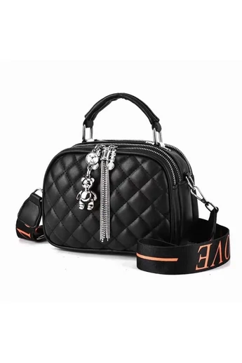 Čierna Crossbody kabelka Bonluo z imitácie kože veľkosť 14*20*10cm