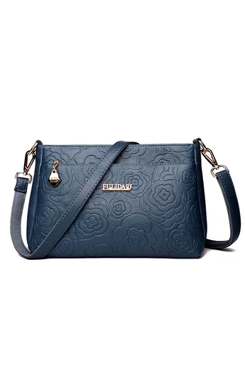 Modrá crossbody kabelka Bonluo s kvetinovým vzorom z umelej kože veľkosť (19*29*13cm)