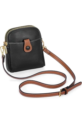 Čierna mini crossbody kabelka Bonluo vyrobená z prírodnej kože Veľkosť (20*14*8cm)
