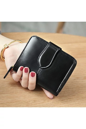 Dámska čierna mini peňaženka Bonluo z prírodnej kože (11*10*3cm)