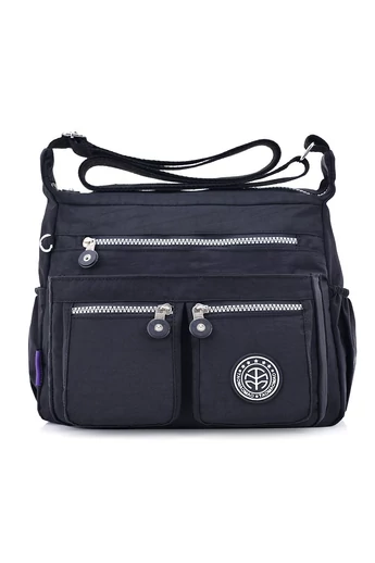 Bonluo čierna Crossbody kabelka vyrobená z nepremokavého materiálu Veľkosť 22*29*12 cm