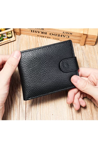 Pánska Peňaženka z pravej kože Čierna Bonluo rozšíriteľná 11,5 x 9,5 x 1,5 cm