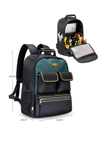 Profesionálny Batoh na náradie, extrémne odolný s efektívnym oddelením 43 * 31 * 18 cm Čierny