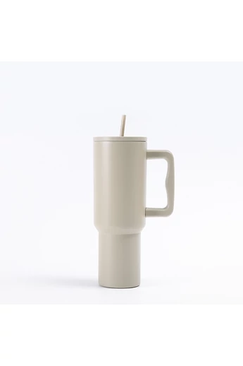 Termálny Hrnček 1200 ml so slamkou Ergonomická rukoväť a viečko s rýchlym zatváraním Ideálne do auta Kaki