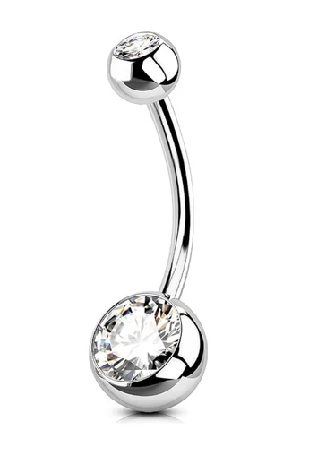 Elegantný jednoduchší piercing do pupka so zirkónom z nehrdzavejúcej ocele 316L