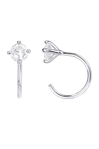 Elegantné medené náušnice so zirkónom s otvoreným dizajnom pozlátené bielym zlatom 14K