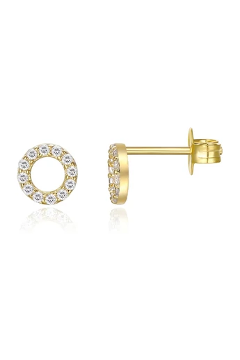 Elegantné a Rafinované Okrúhle náušnice pozlátené vyrobené zo striebra 925 s lesklými kryštálmi priemer 8 mm