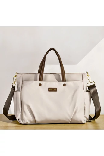Bonluo Béžová Dámska notebook/crossbody kabelka prémiovej kvality z nepremokavého materiálu veľkosť 30*38*12 cm