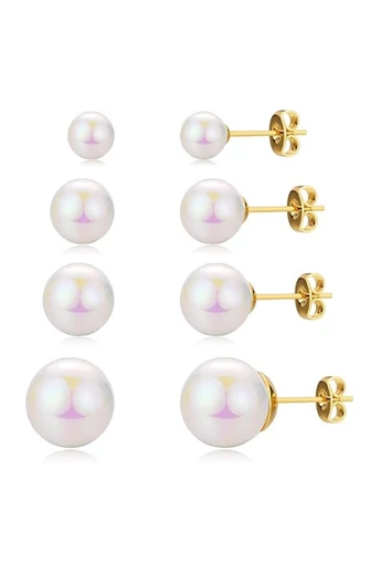 Elegantné Rafinované Napichovacie náušnice s prírodnými perlami vyrobené zo striebra 925 pozlátené 18K zlatom