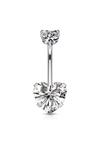 Piercing do pupka z nehrdzavejúcej ocele 316L so zirkónom v tvare srdca
