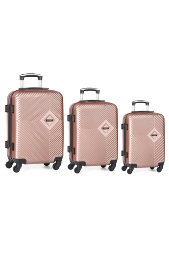 Súprava Rosegold Kufrov z ABS Materiálu s Tvrdými Stenami a TSA Zámkom