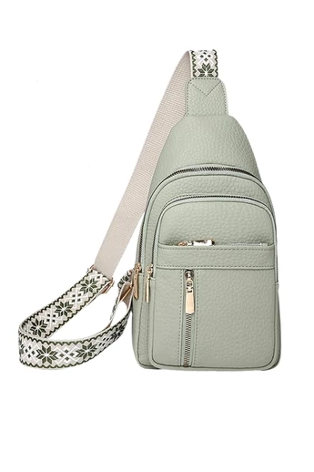 Crossbody Dámska Kabelka s Viacerými Priehradkami z PU kože, Mätovo Zelená 30×18×6cm