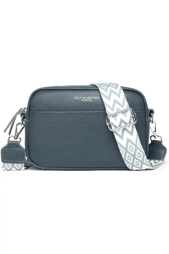 Modrosivá crossbody kabelka Bonluo z prírodnej kože Malá veľkosť (15*20*7cm)