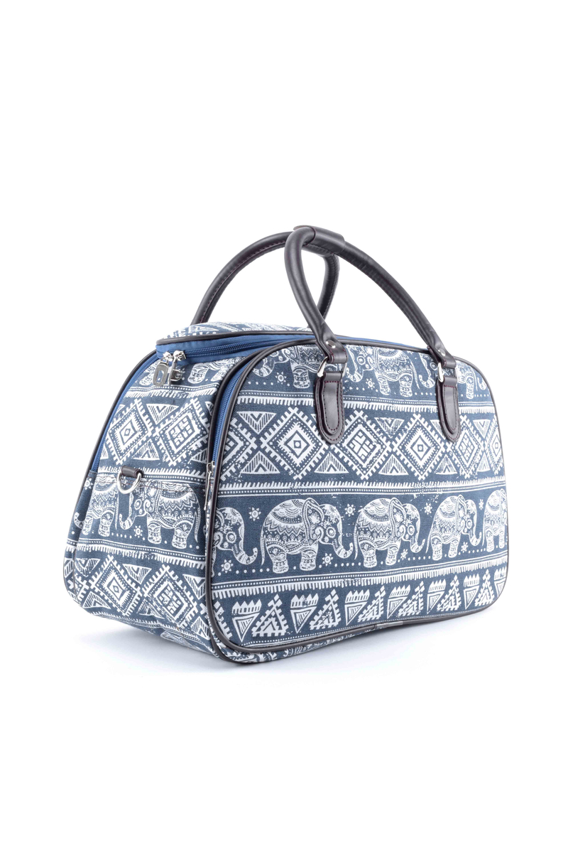 BONLUO modrá cestovná taška z imitácie kože so vzorom slona Wizzair Veľkosť (42 cm)
