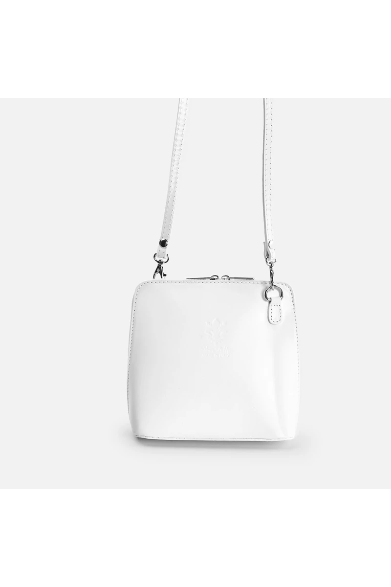 Vera Pelle biela malá crossbody kabelka z prírodnej kože