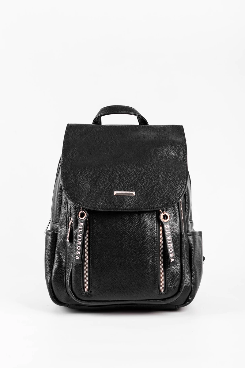 Silvia Rosa Čierny Eco Leather Batoh