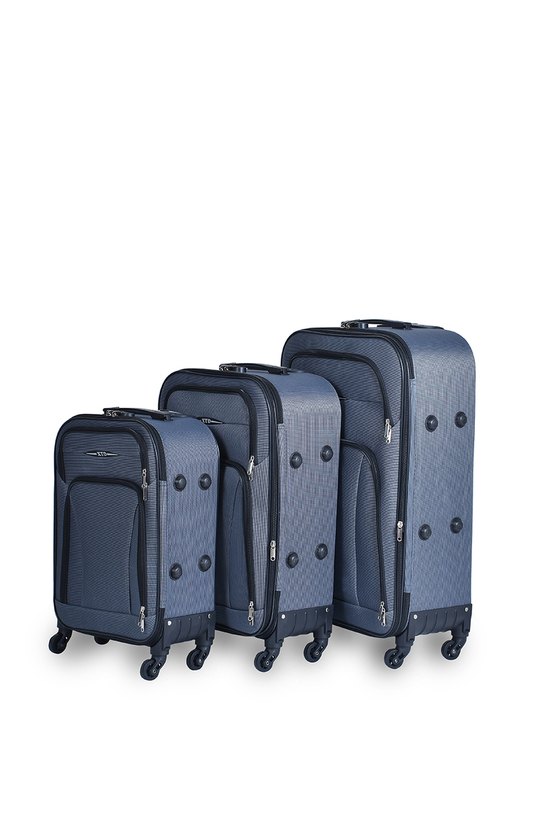 BESTY Súprava ultraľahkých sivých textilných kufrov