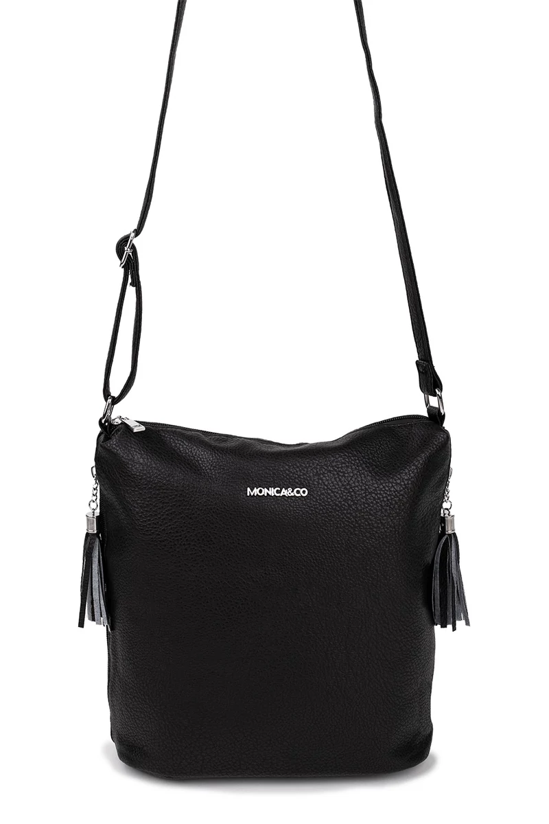 Monica &amp;Co Geantă Crossbody Neagră Cu Ciucuri