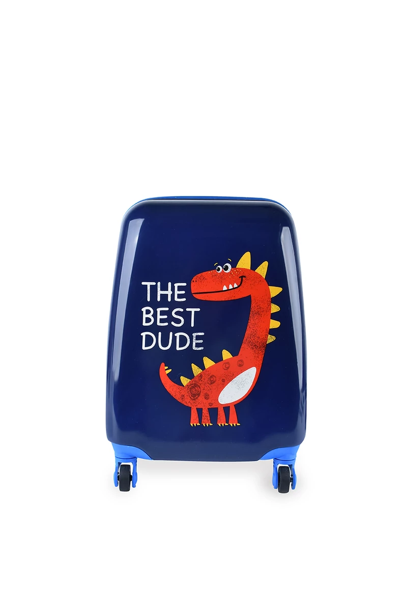 Modrý mini kufor pre deti s motívom dinosaura T-REX