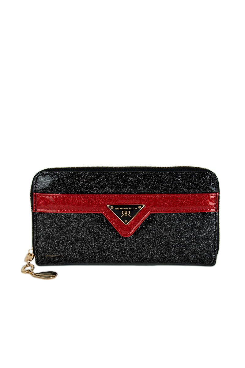 Romina&Co čierna dámska peňaženka s trblietkami, rozmery 20 cm x 10 cm x 3 cm