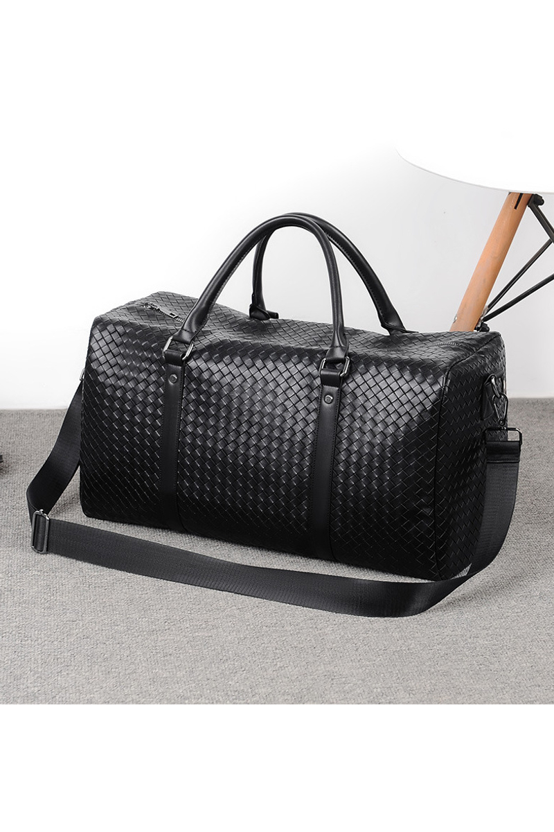 Bonluo čierna eko-kožená cestovná taška prémiovej kvality veľkosť Ryanair/Wizzair (25*40*20cm)