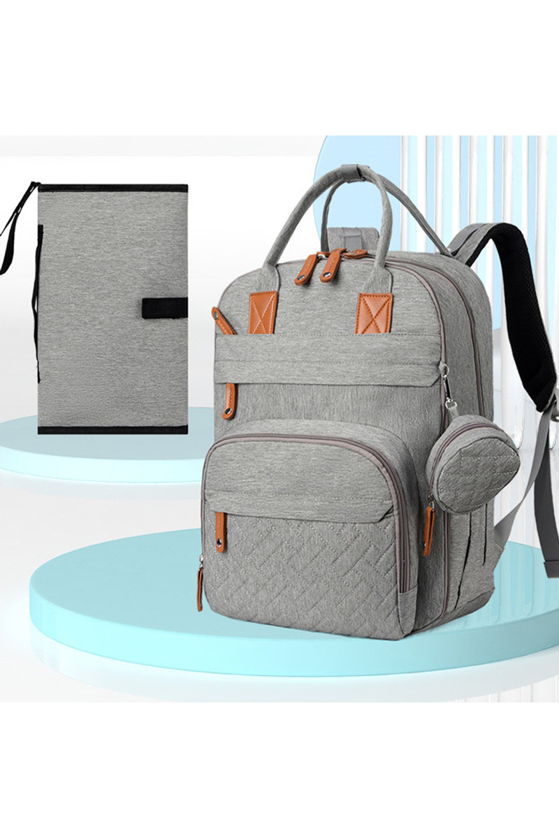 Bonluo Sivá súprava-multifunkčný batoh pre mamičky a prebaľovacia  podložka pre novorodencov, Veľkosť (40x30x18cm)