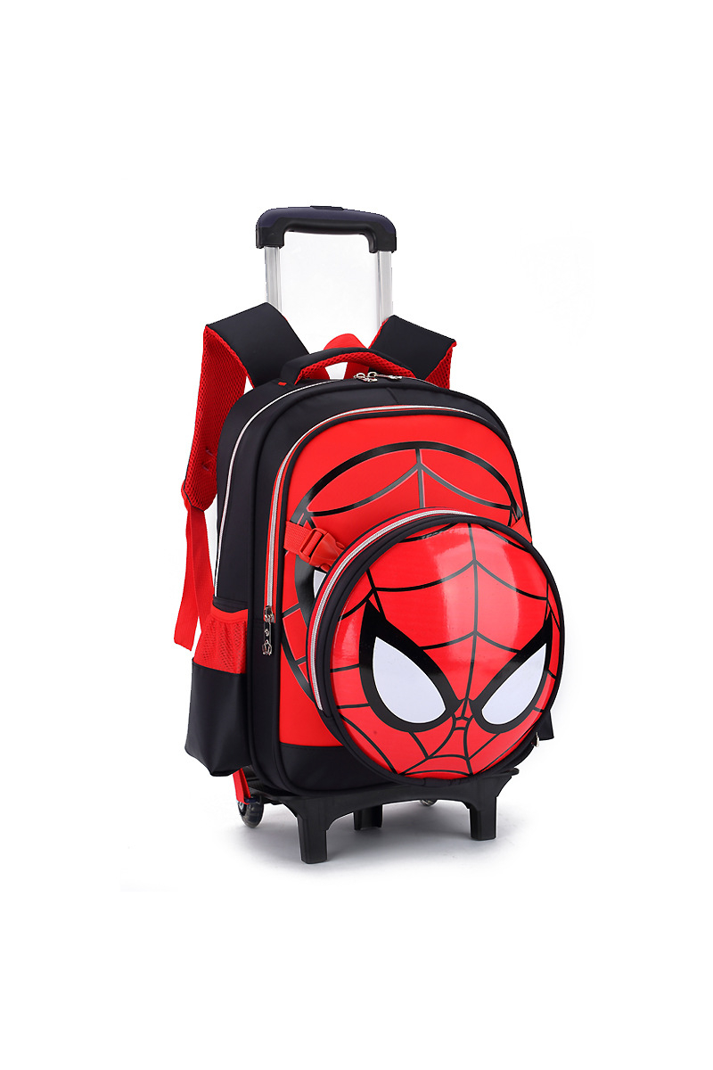 Bonluo súprava SPIDERMAN čierno/červeného chlapčenského batohu - s odnímateľnými kolieskami a nastaviteľnou rukoväťou- s crossbody taškou (2ks)
