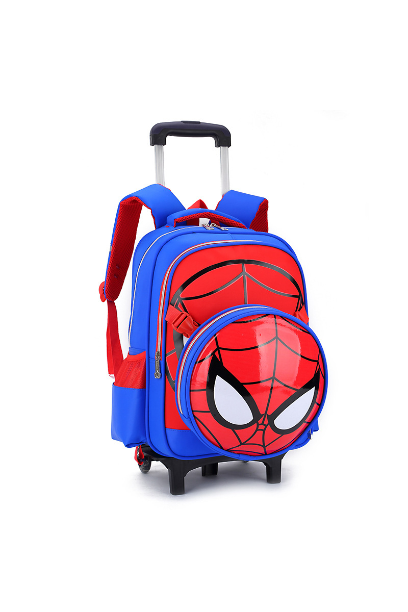 Bonluo súprava SPIDERMAN tmavomodro/červeného chlapčenského batohu - s odnímateľnými kolieskami a nastaviteľnou rukoväťou- s crossbody taškou (2ks)